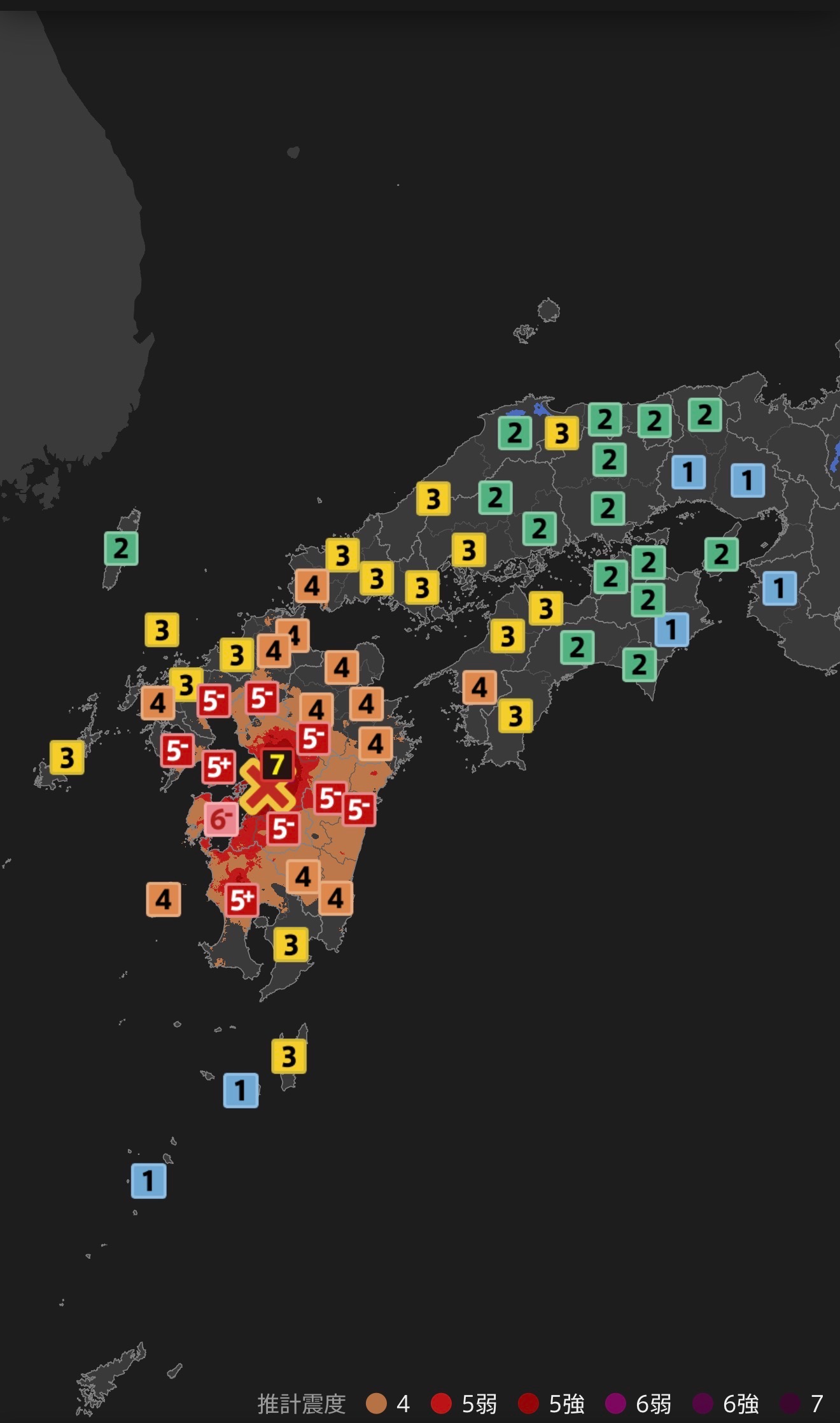 地震速報の画像